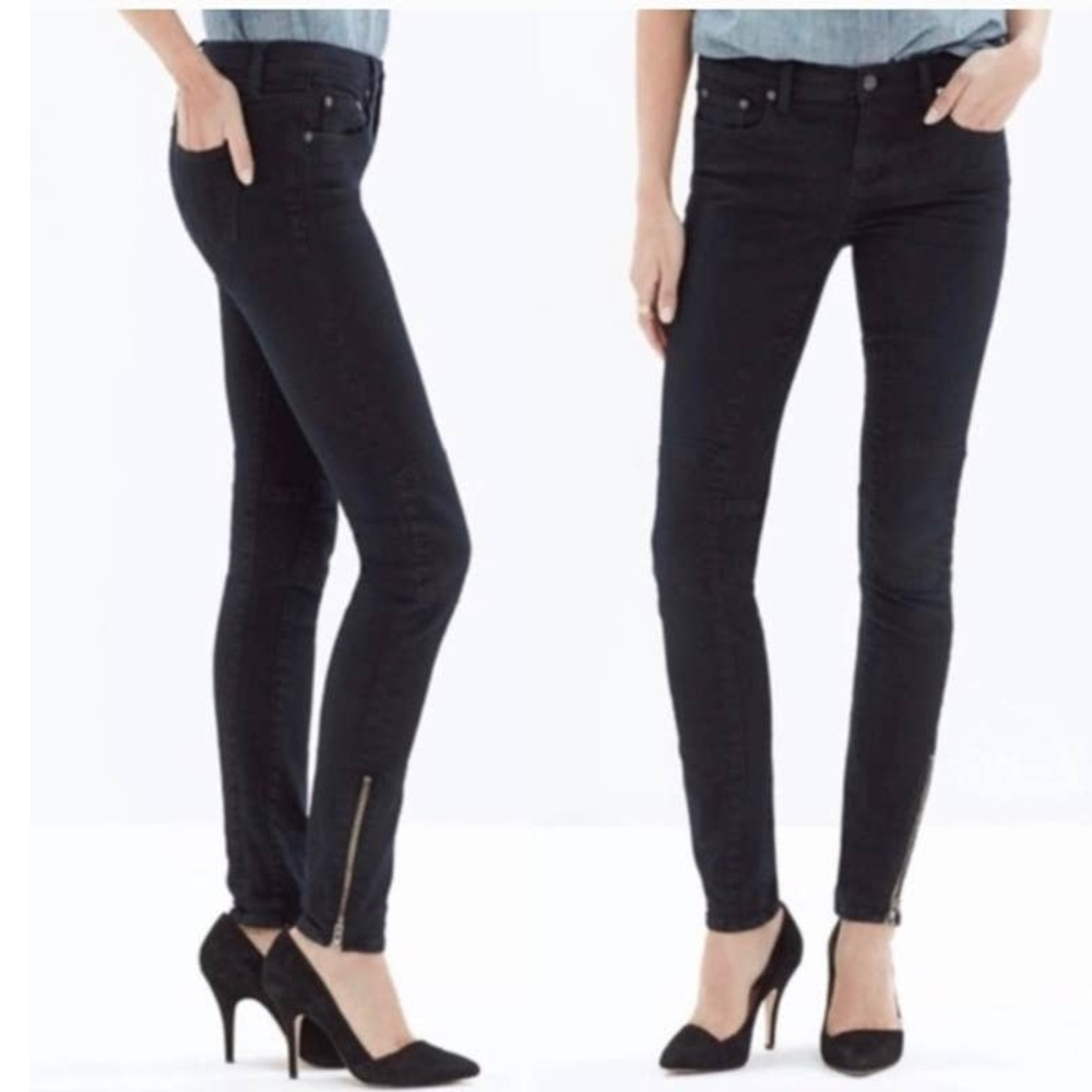 Madewell Skinny‎ Skinny Zip Moto Jeans in Rebel Wash Indigo Blue Size 28